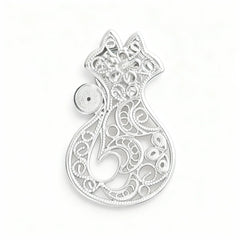 Chinese Silver Filigree Intangible Heritage Cat - Shaped Openwork Brooch - YHS-ICH