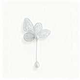 Intangible Cultural Heritage Silver Filigree Butterfly Brooch with Chain Pearl Pendant Accessory - YHS-ICH