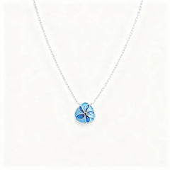 Chinese Intangible Heritage Silver Filigree Necklace with Blue Floral Pendant - YHS-ICH