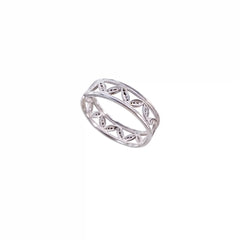 Chinese ICH Sterling Silver Filigree Ring, Open Adjustable Filigree Leaf Pattern - YHS-ICH