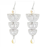 Chinese Silver Filigree Intangible Cultural Heritage Earrings Traditional Craft Pearl - Decorated Jewelry - YHS-ICH