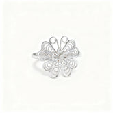 Chinese ICH Silver Filigree Ring Exquisite Floral Design Traditional Craft - YHS-ICH