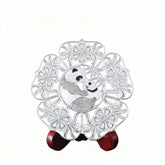 Chinese Silver Filigree Intangible Cultural Heritage Decorative Ornament with Panda Pattern for Home Decor - YHS-ICH