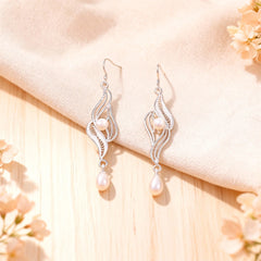 Chinese Intangible Heritage Silver Filigree Earrings with Freshwater Pearls - YHS-ICH