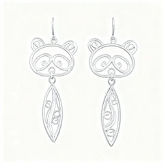 Chinese Intangible Cultural Heritage Silver Filigree Panda Dangle Earrings - YHS-ICH