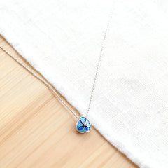 Chinese Intangible Heritage Silver Filigree Necklace with Blue Floral Pendant - YHS-ICH