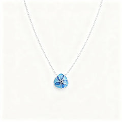 Chinese Intangible Heritage Silver Filigree Necklace with Blue Floral Pendant - YHS-ICH