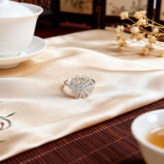 Chinese ICH Silver Filigree Ring Exquisite Floral Design Traditional Craft - YHS-ICH