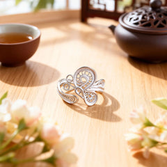 Chinese ICH Silver Filigree Exquisite Butterfly Ring Handmade Traditional Jewelry - YHS-ICH