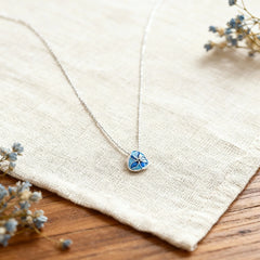 Chinese Intangible Heritage Silver Filigree Necklace with Blue Floral Pendant - YHS-ICH